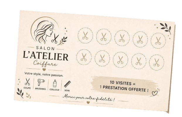 Carte de fidélité papier — salon de coiffure